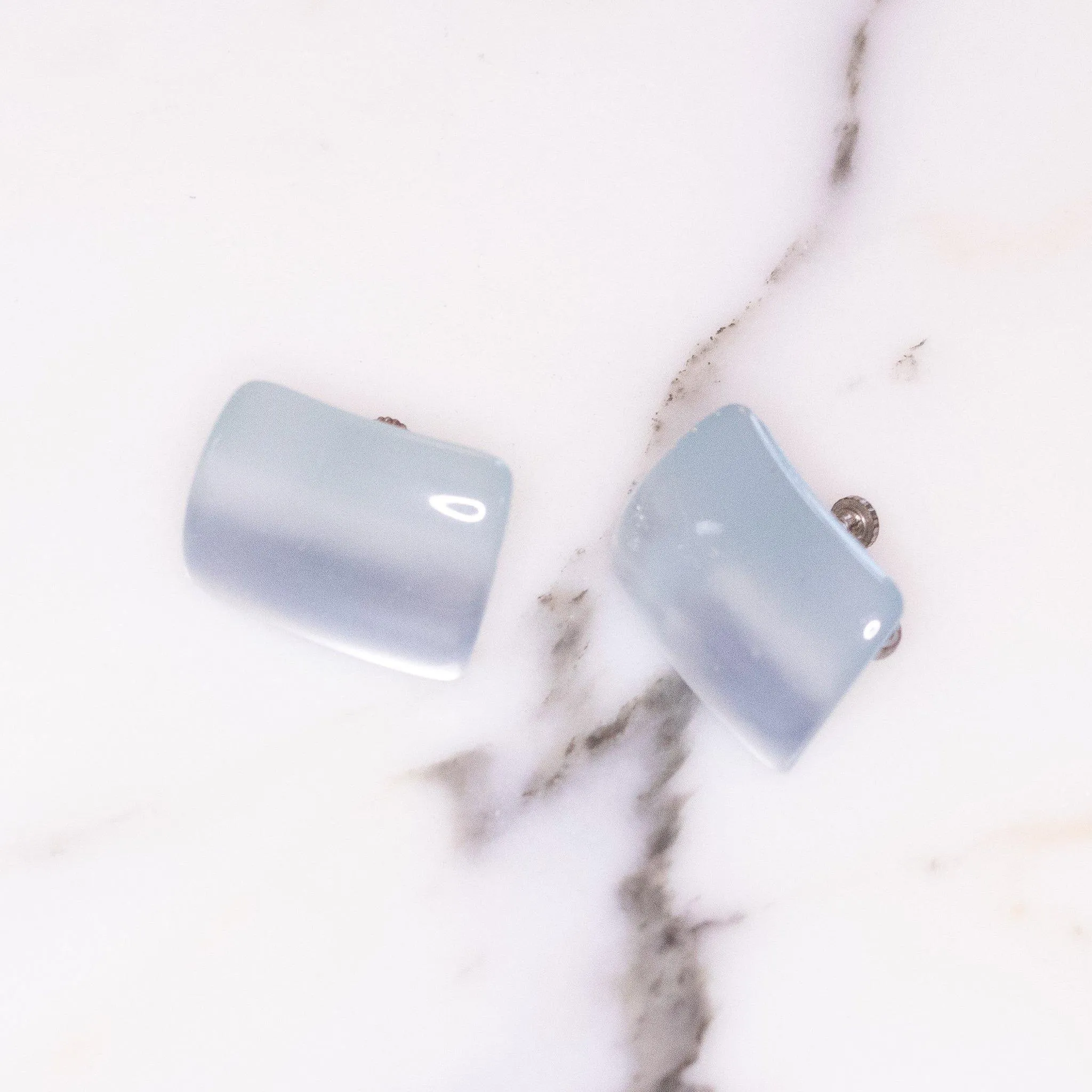 Vintage Early Plastic Lucite Silver Moonglow Earrings