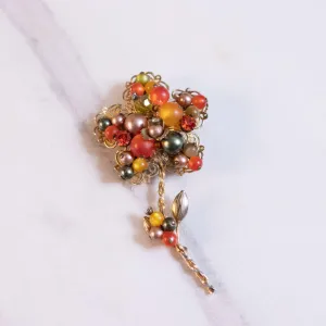 Vintage Fall Colors Flower Brooch