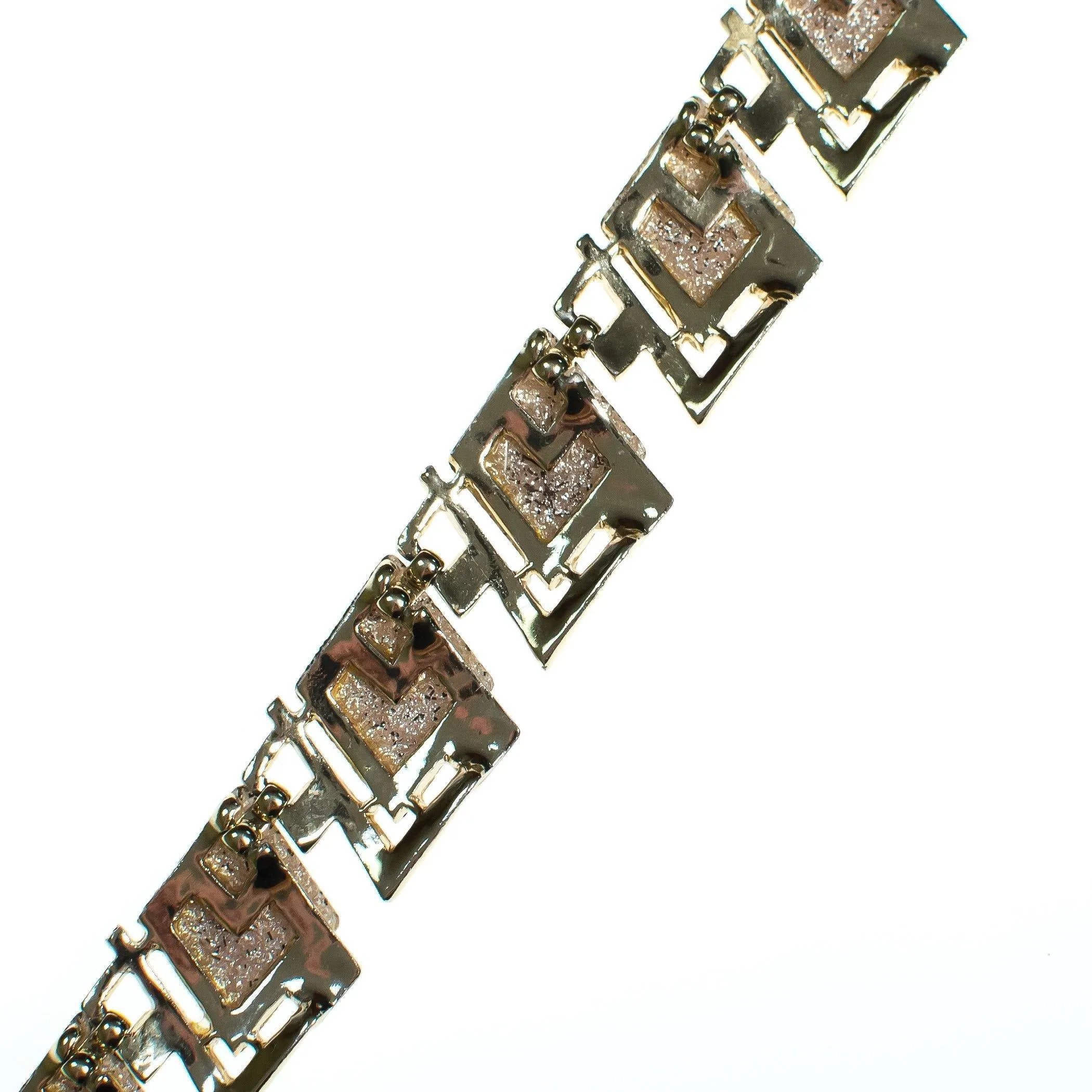 Vintage Glitter Lucite  Necklace, Gold, Silver, and Clear Lucite Gemstones, Fish Hook Clasp