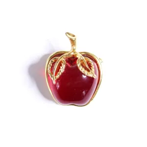 Vintage Juicy Red Apple Lucite Brooch