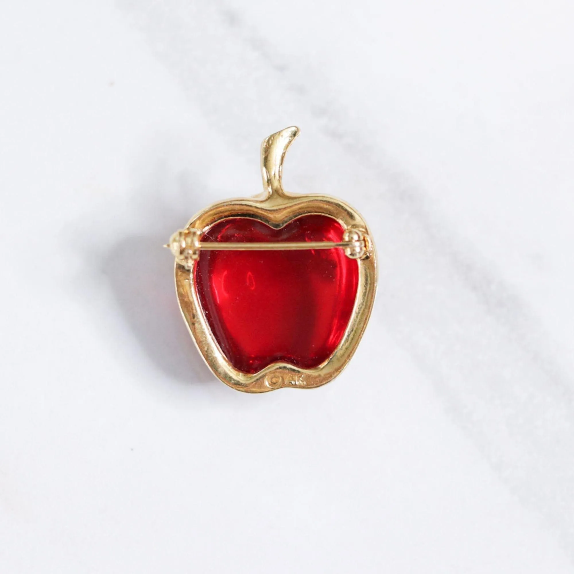 Vintage Juicy Red Apple Lucite Brooch