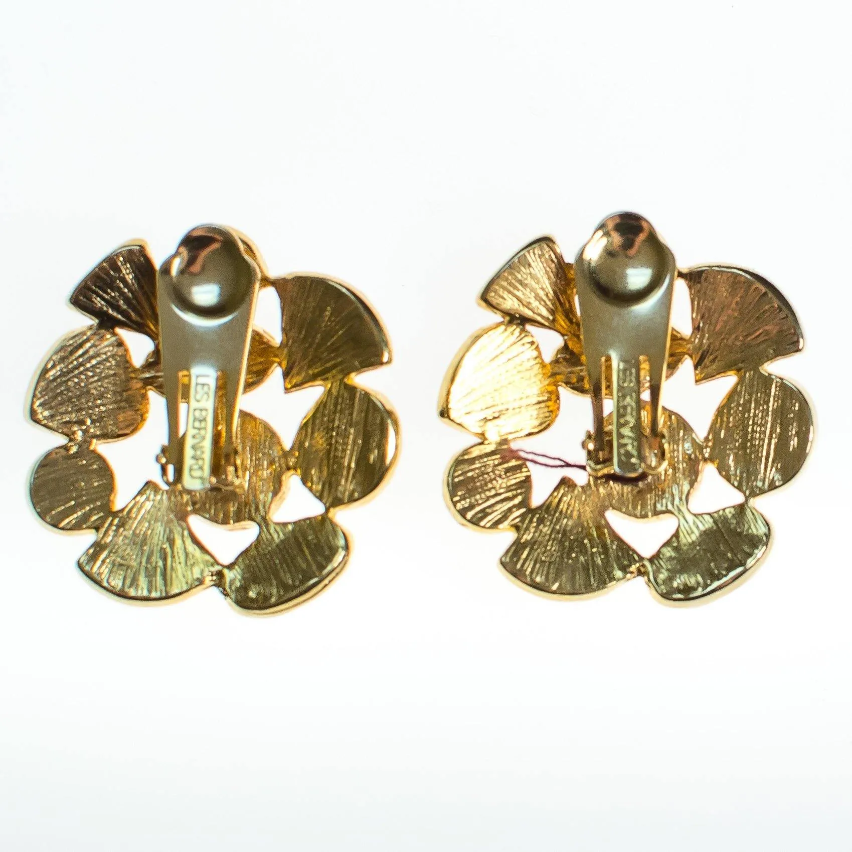 Vintage Les Bernard Black and White Lucite Statement Earrings, Clip On