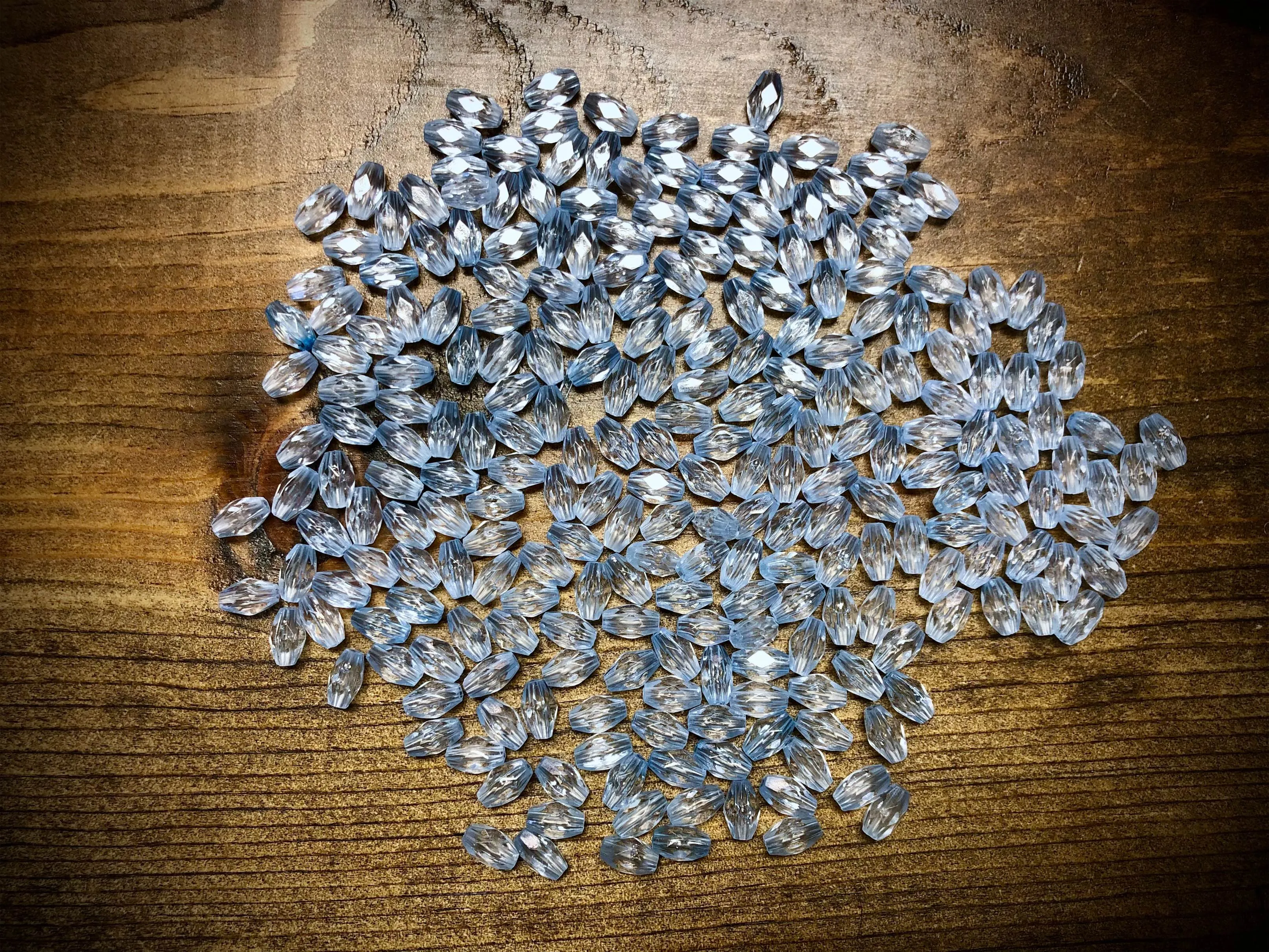 Vintage Lucite Faceted Rice Beads - 9mm x 5mm