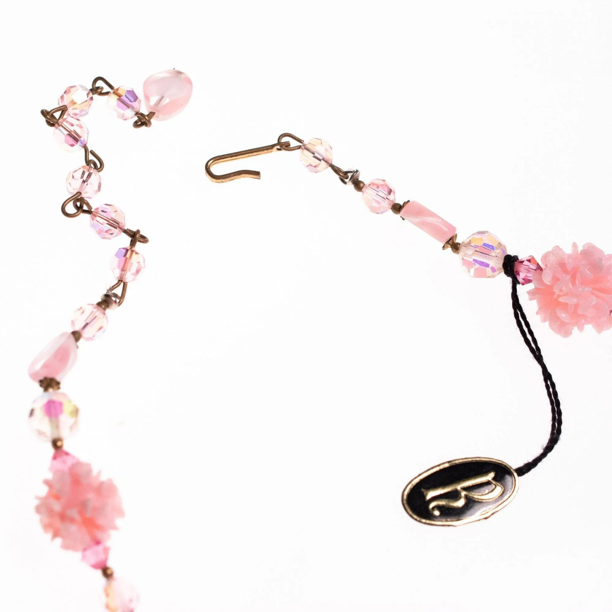 Vintage Regency Pink Crystal and Lucite Necklace