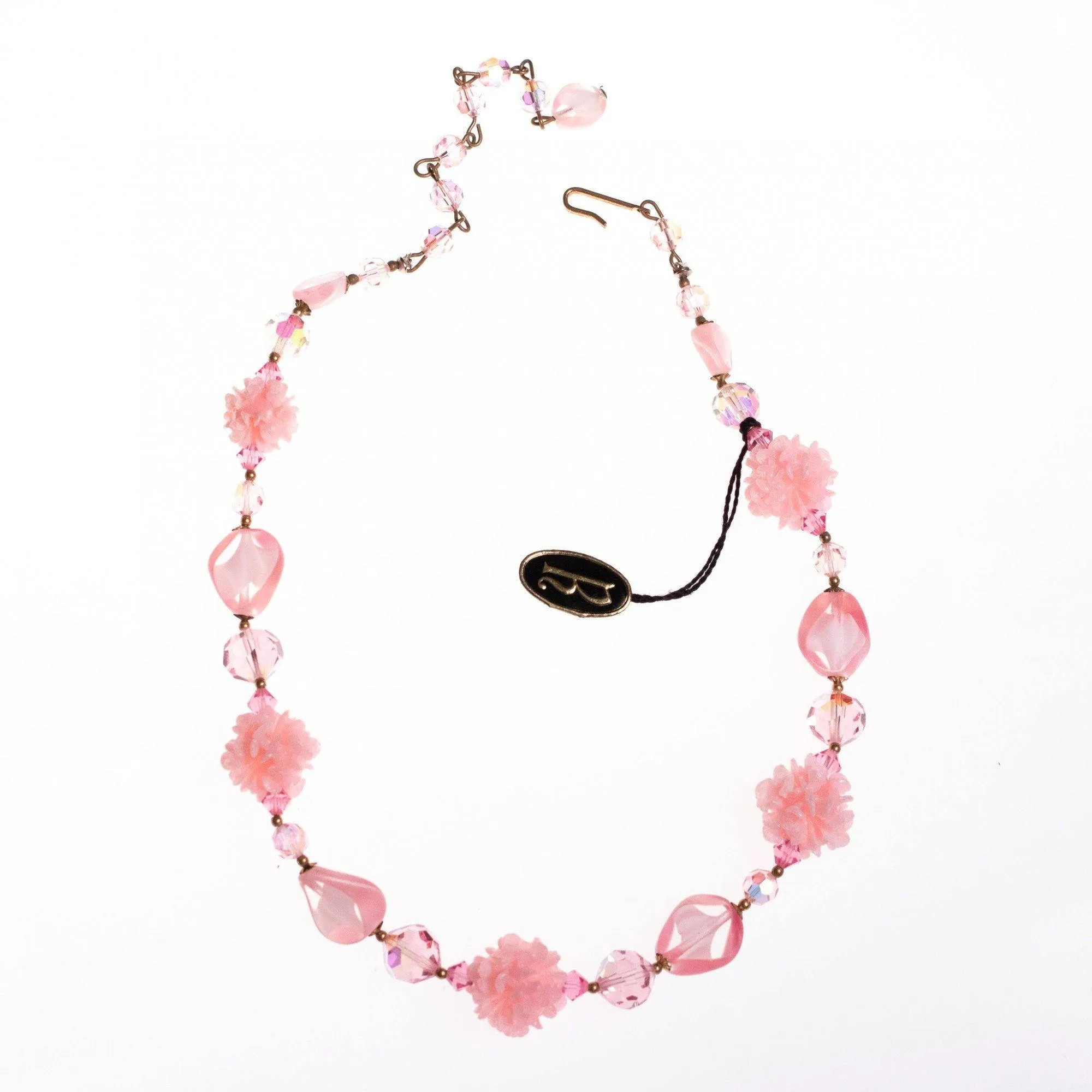 Vintage Regency Pink Crystal and Lucite Necklace
