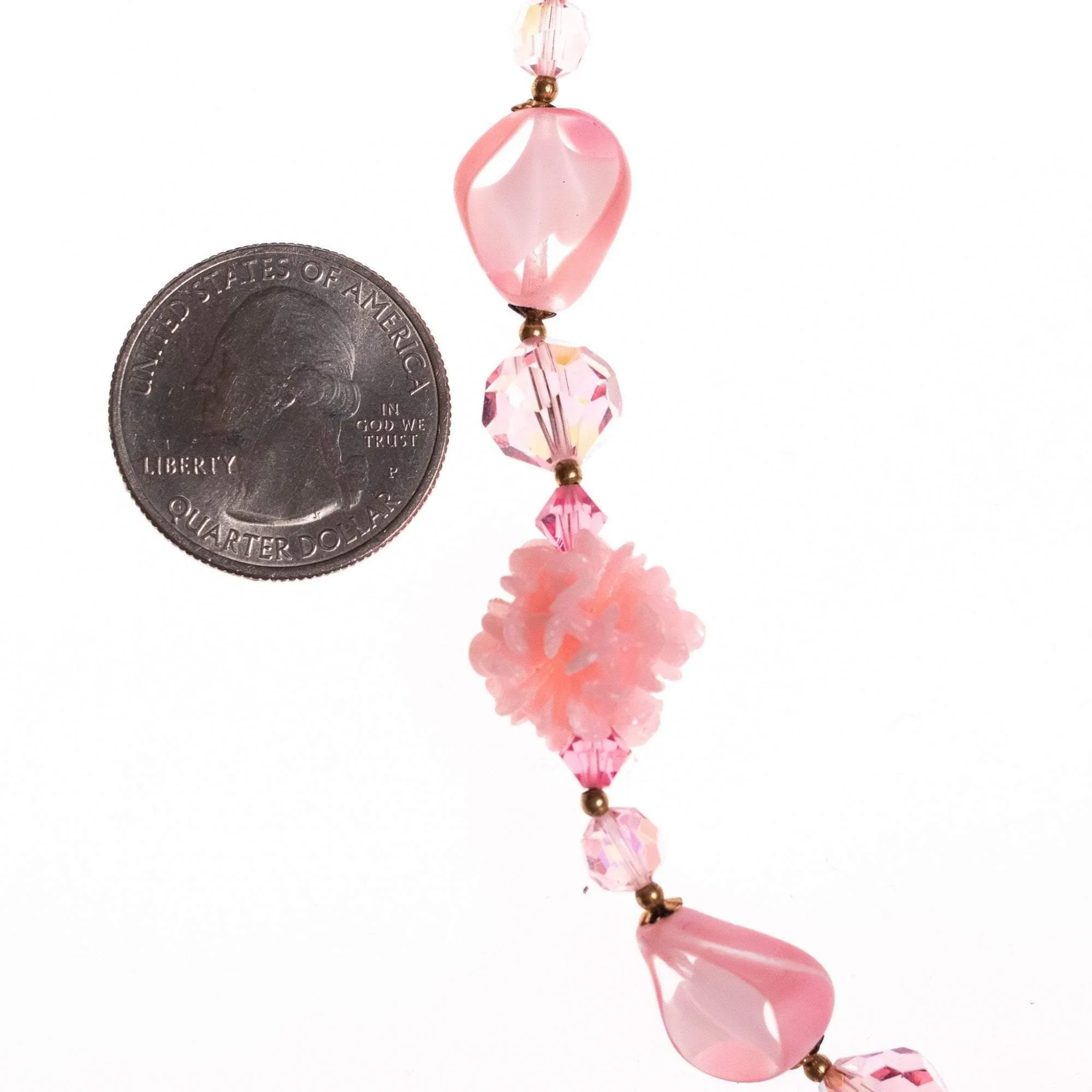 Vintage Regency Pink Crystal and Lucite Necklace