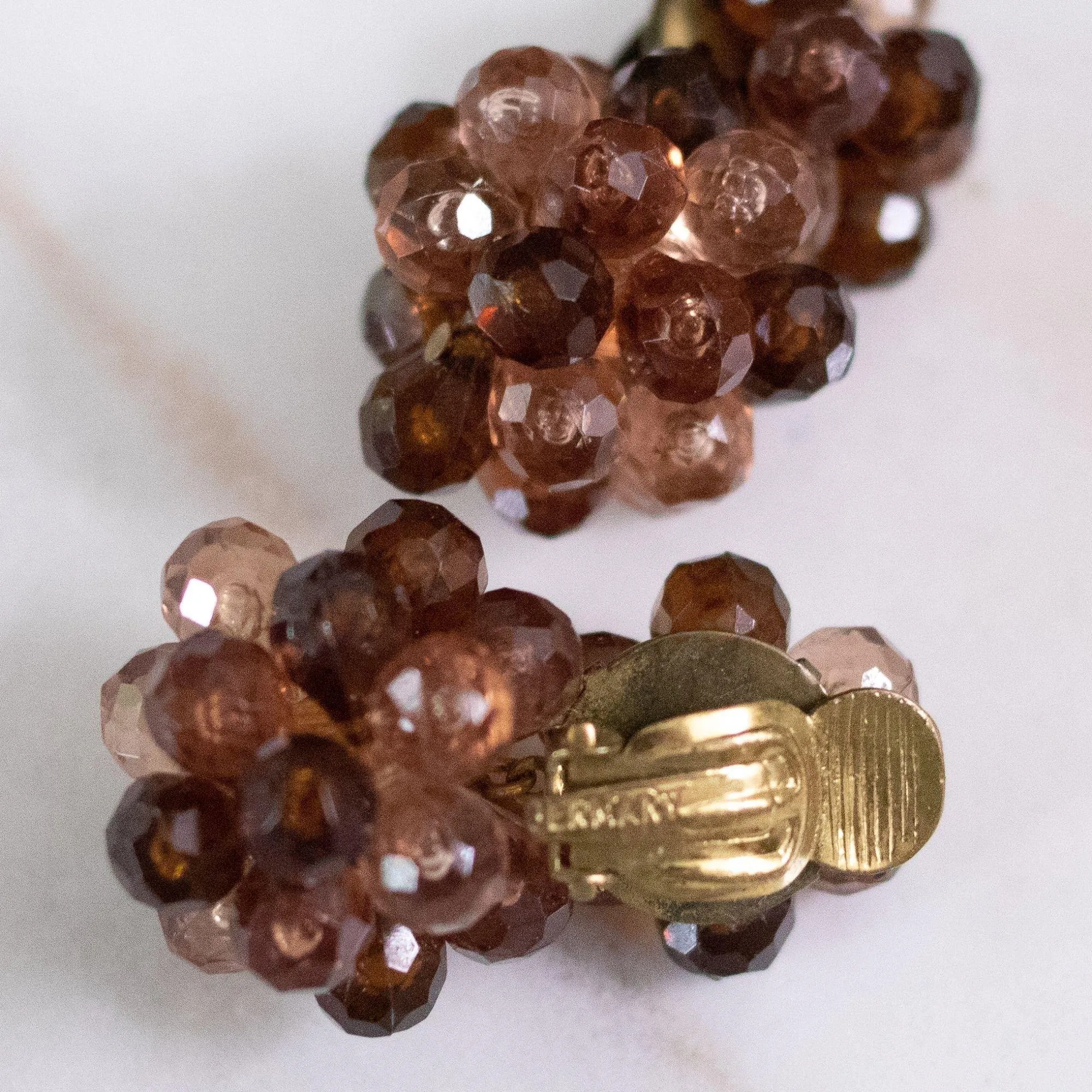 Vintage Topaz Cluster Lucite Bead Statement Earrings