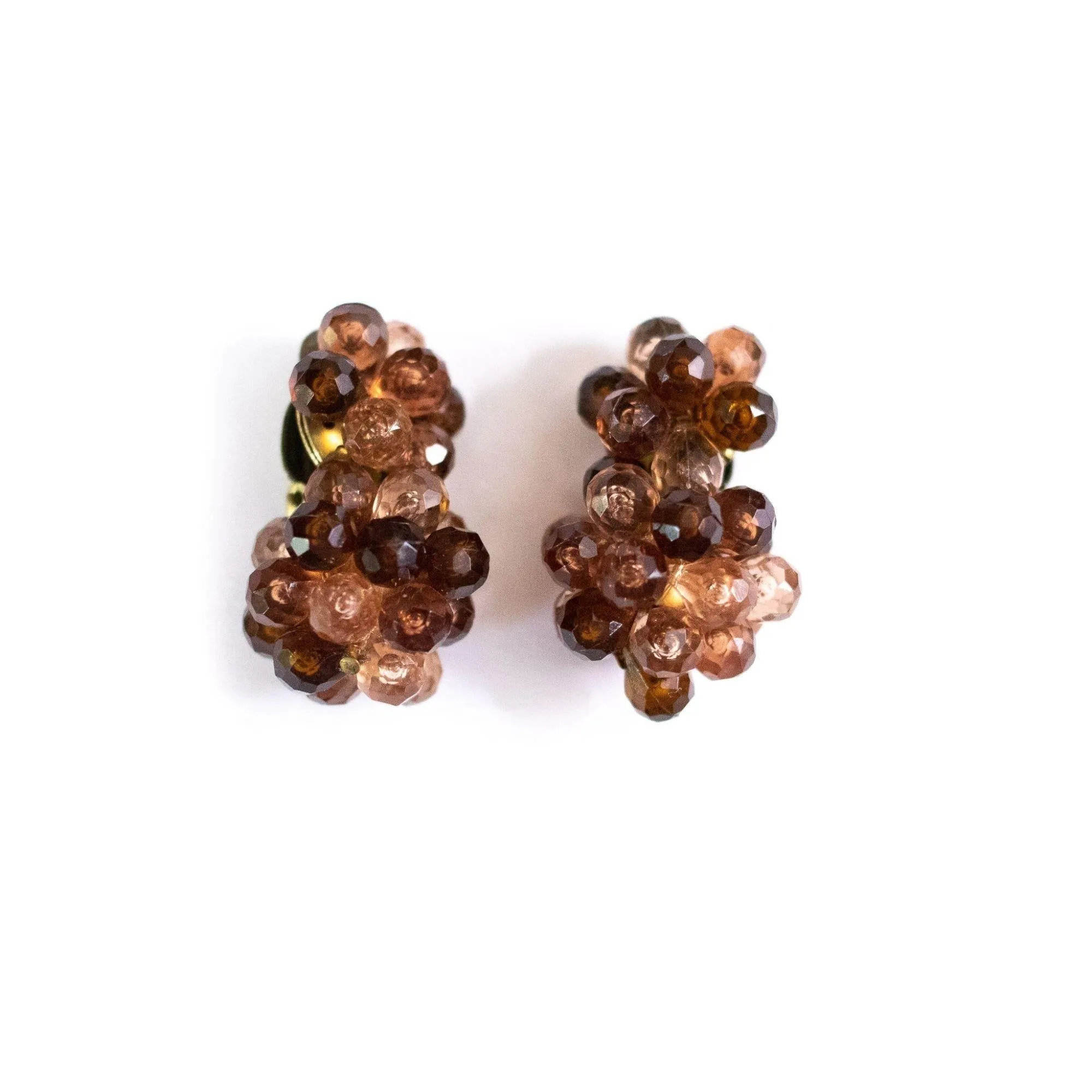 Vintage Topaz Cluster Lucite Bead Statement Earrings
