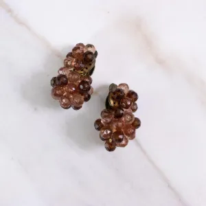 Vintage Topaz Cluster Lucite Bead Statement Earrings