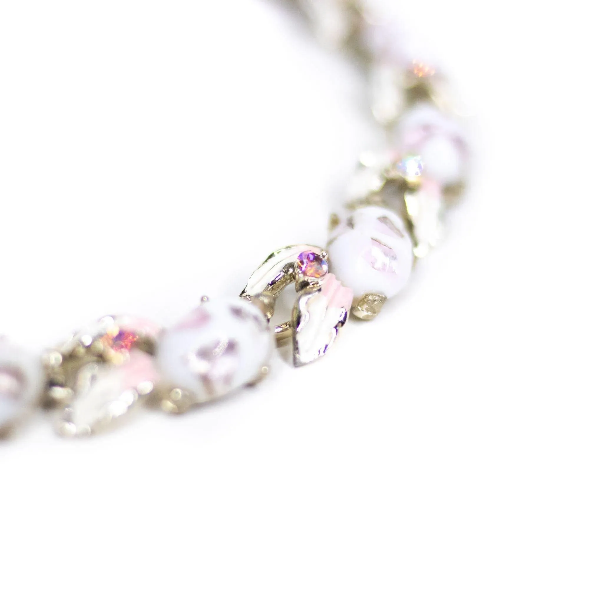Vintage White Confetti Lucite with Iridescent Pink Specks Necklace