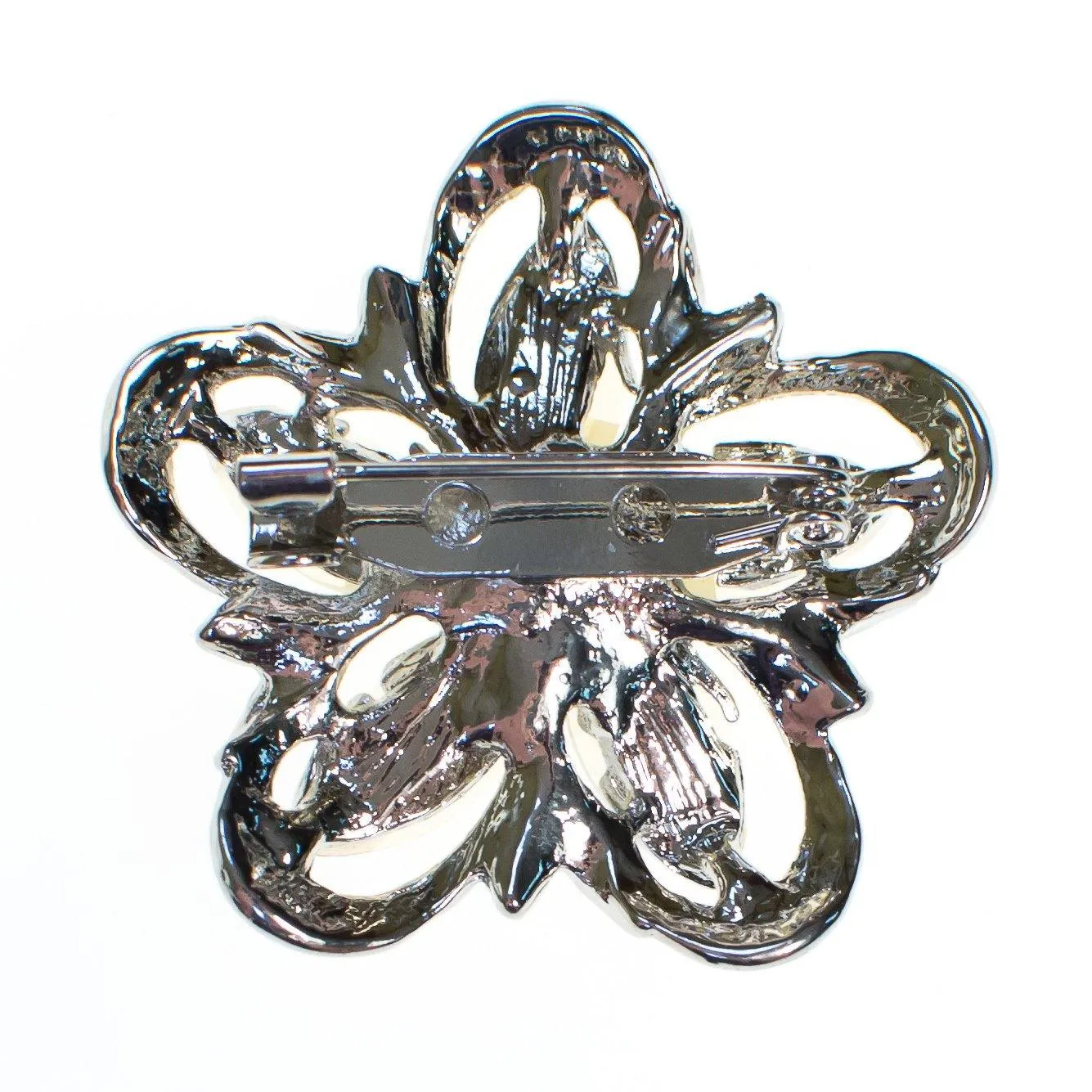 Vintage Yellow Lucite and Silver Flower Brooch