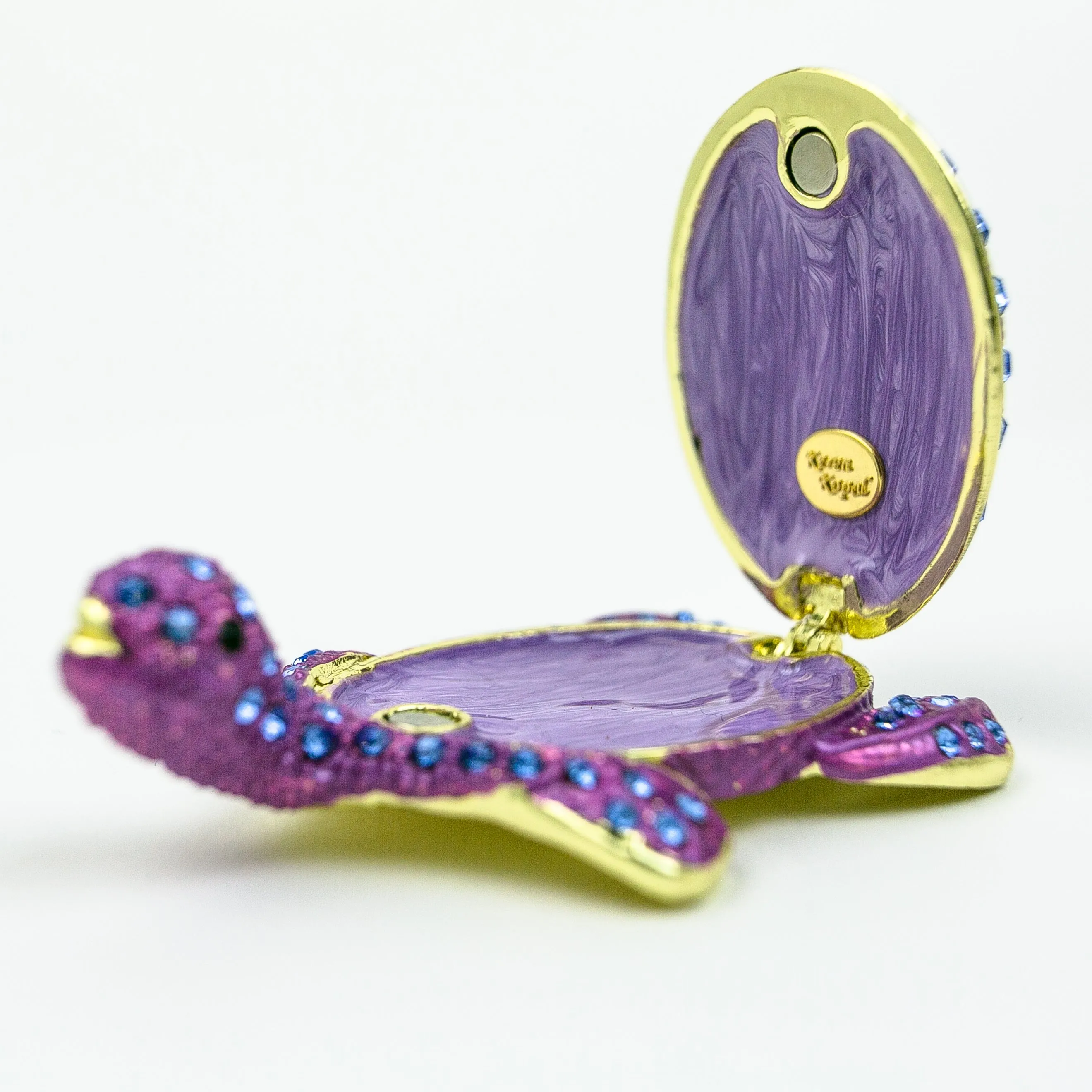 Violet Turtle Decorated with Blue Crystals