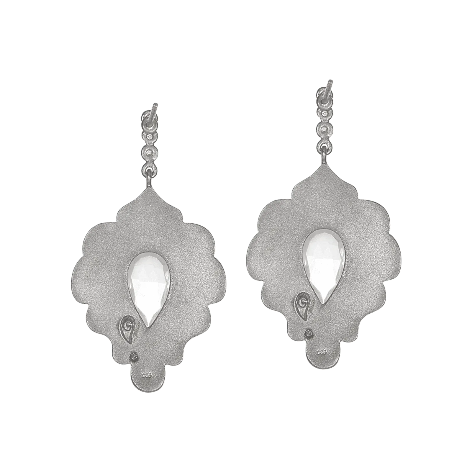 Vitality Sterling Silver Drop Earrings with Pear Shaped Crystal