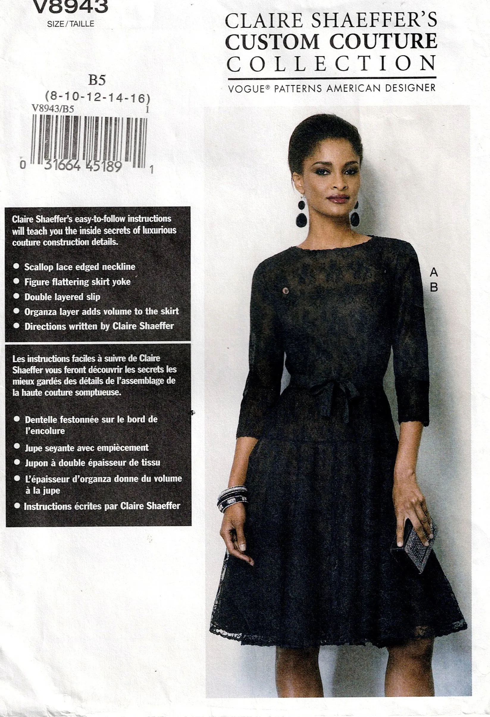 Vogue American Designer 8943 Claire Shaeffer's CUSTOM COUTURE Womens Blazer Style Tailored Jacket Out Of Print Sewing Pattern Size 8 - 16 UNCUT Factory Folded