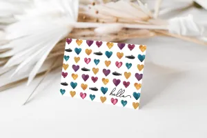 Watercolor Hearts and Submarines Greeting Card