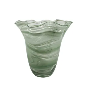 Wavy Vase with Marble Effect Green