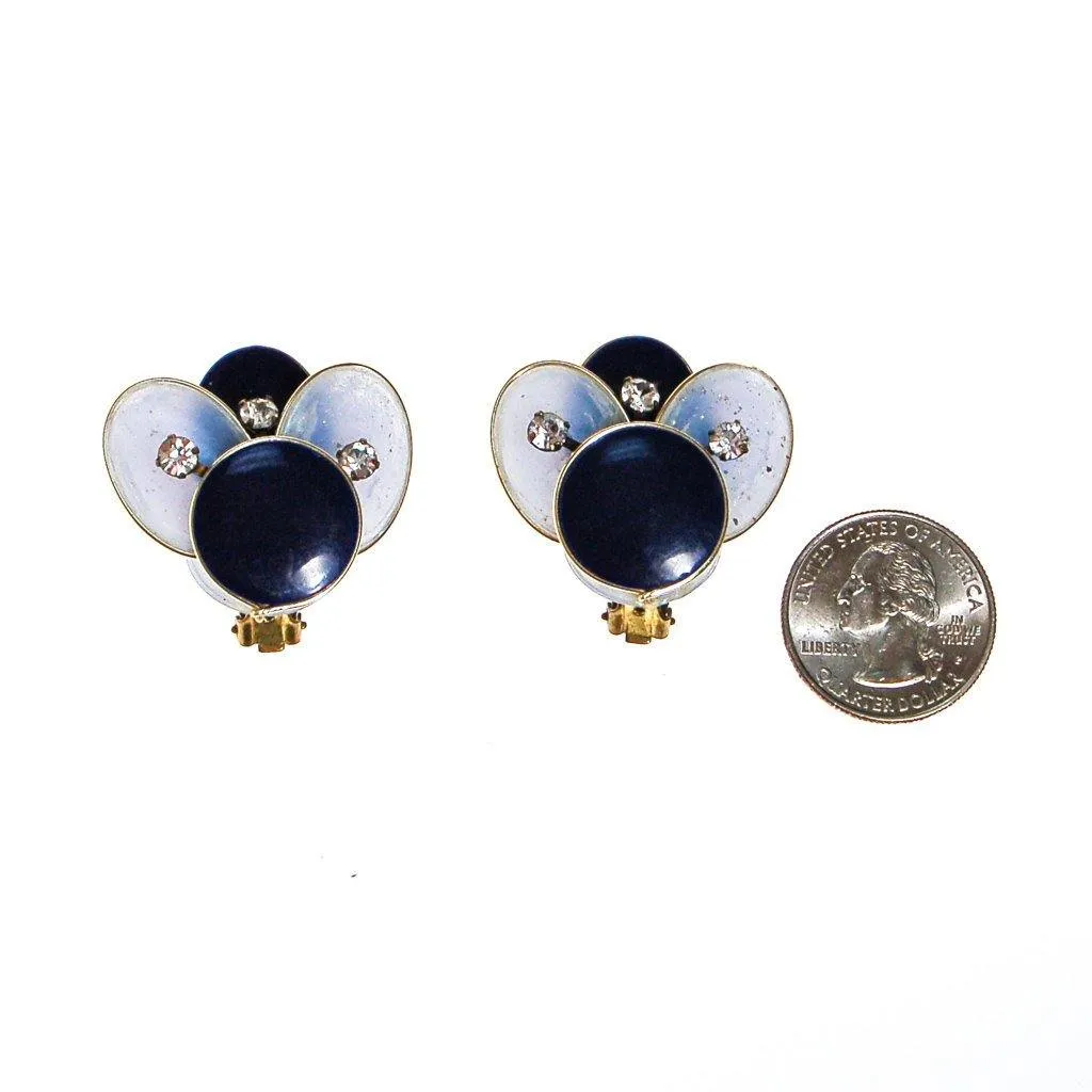 West Germany Blue Rhinestone Earrings