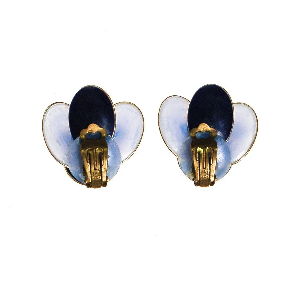West Germany Blue Rhinestone Earrings