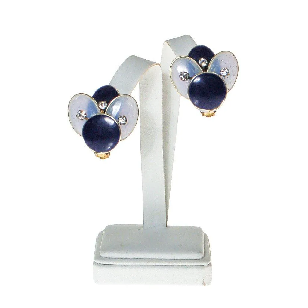 West Germany Blue Rhinestone Earrings