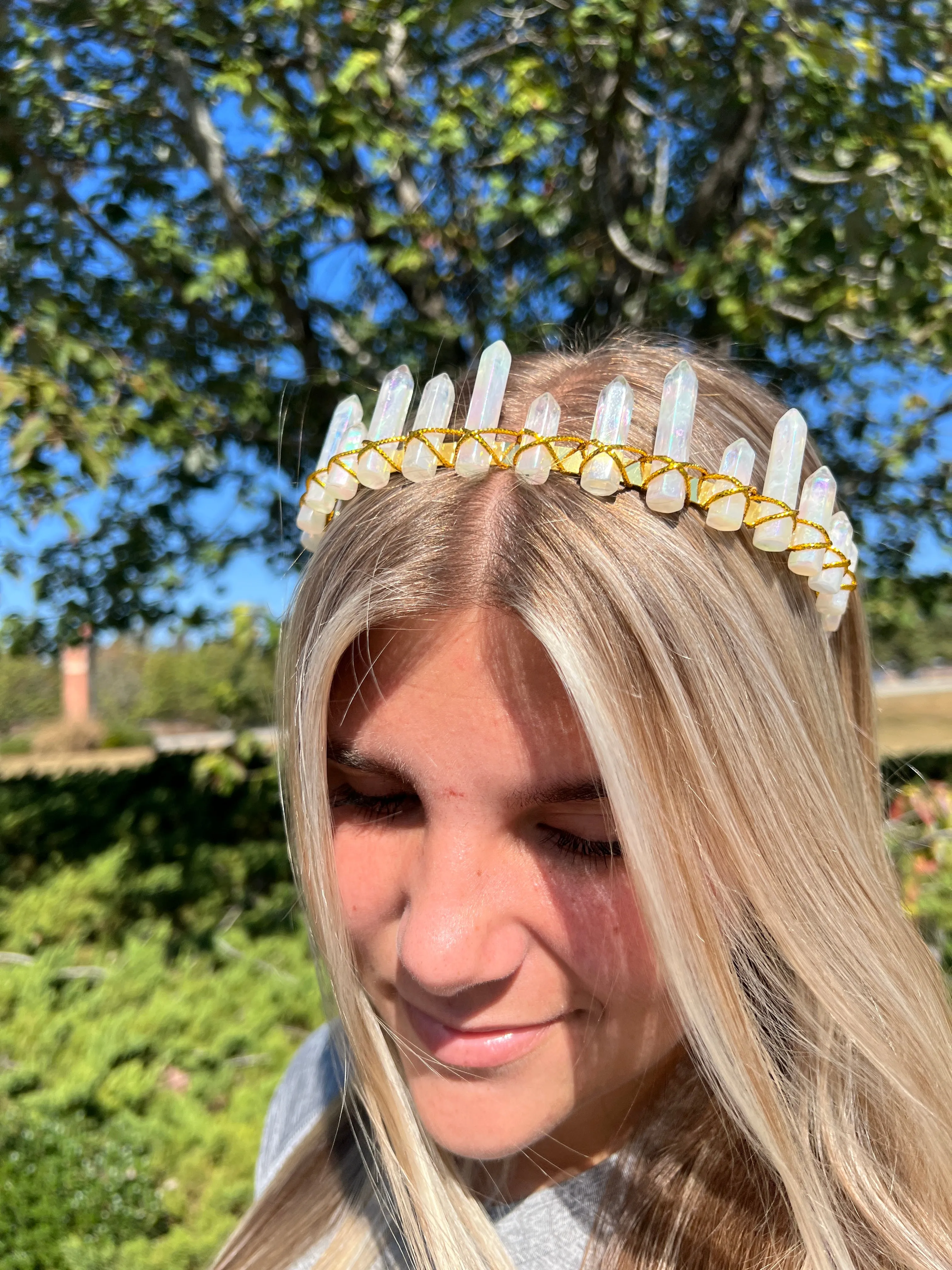 White Stone Crown Halloween Costume Accessory, Costume Accessory, Play Crown