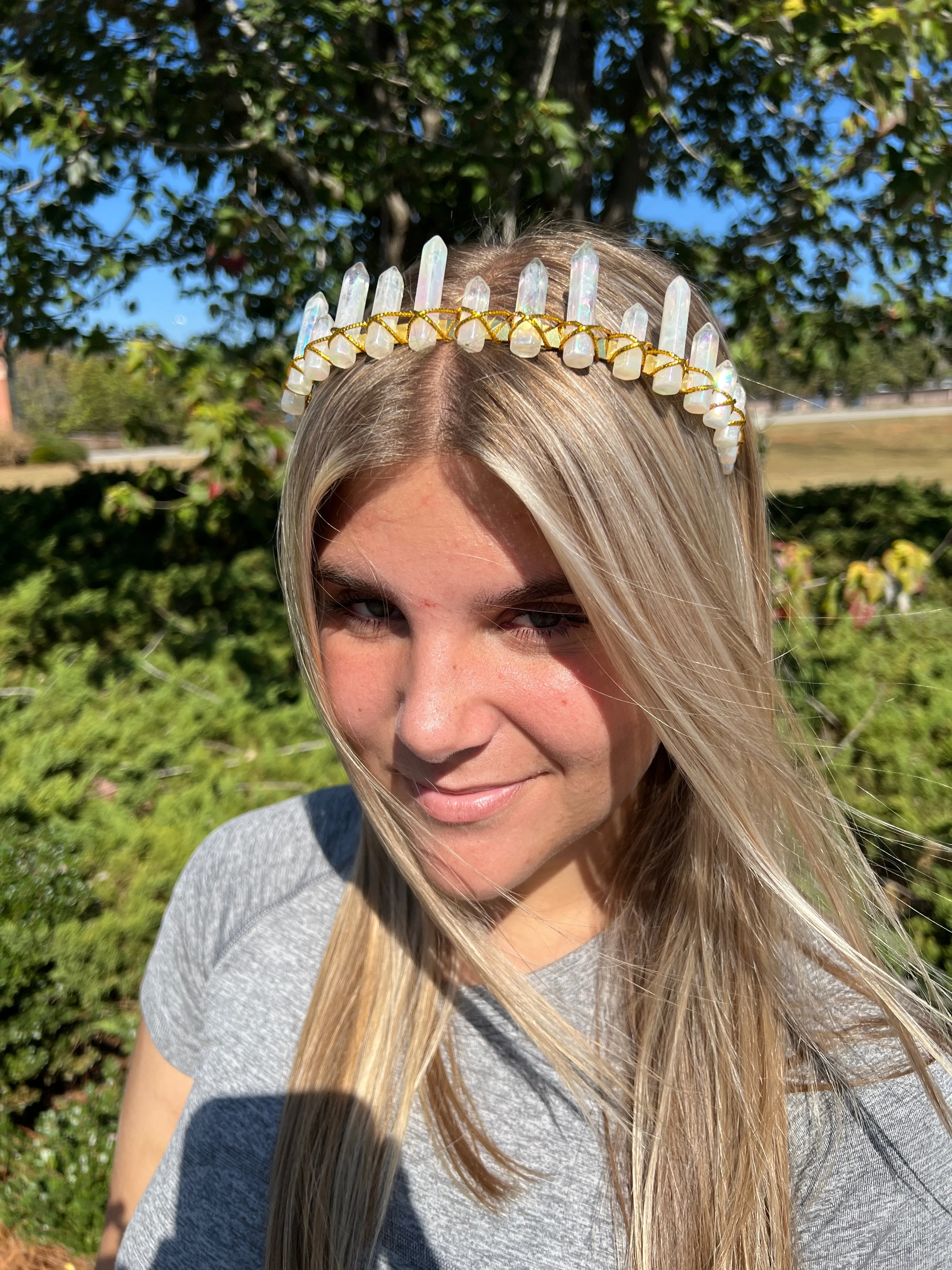 White Stone Crown Halloween Costume Accessory, Costume Accessory, Play Crown