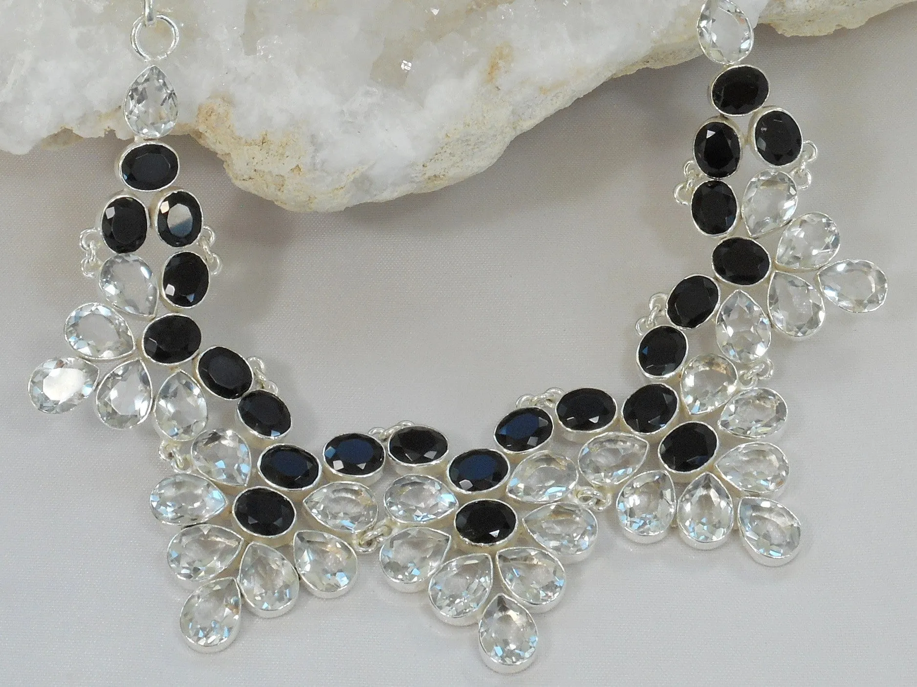 *White Topaz and Black Onyx Necklace 1
