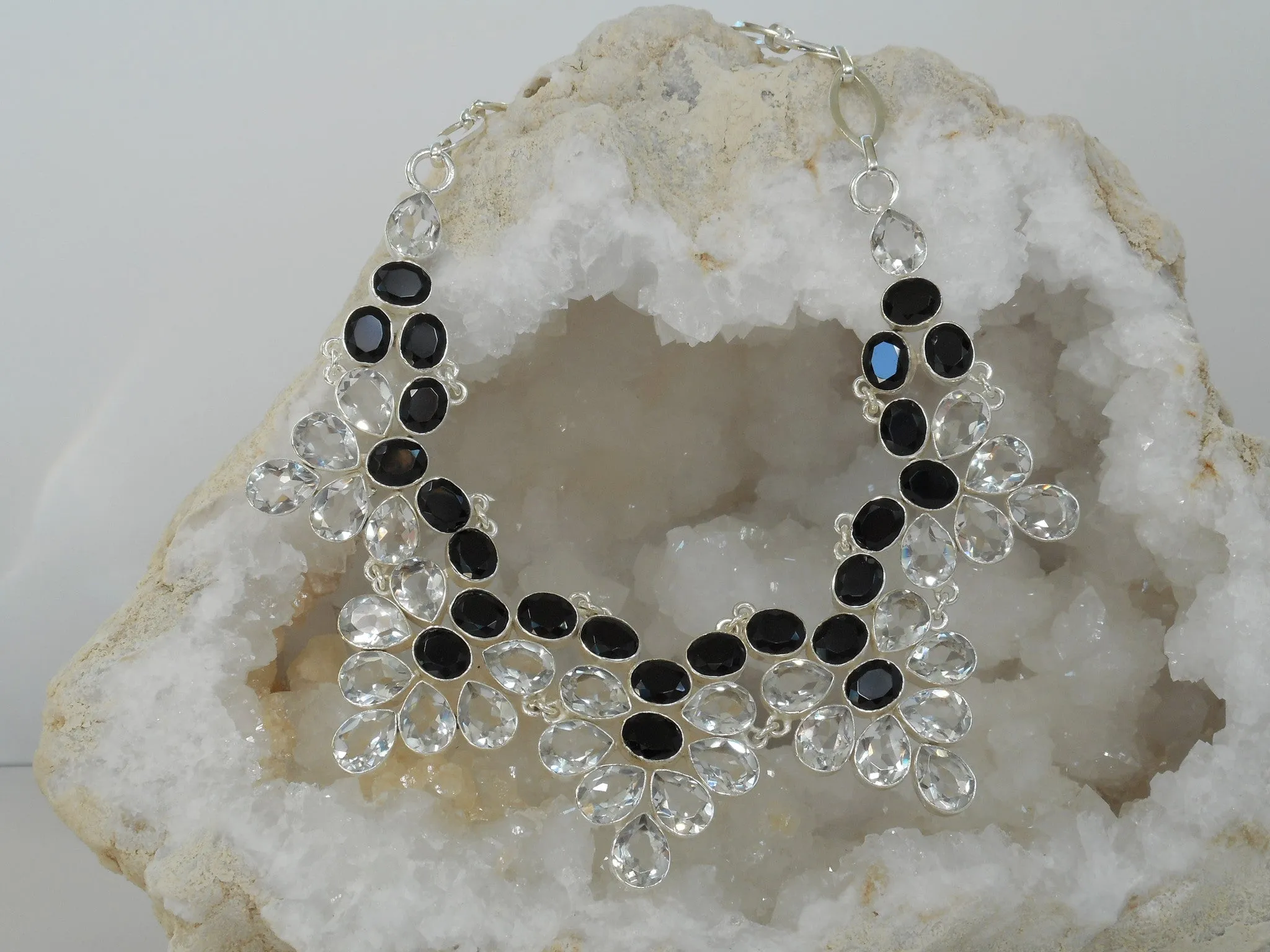 *White Topaz and Black Onyx Necklace 1