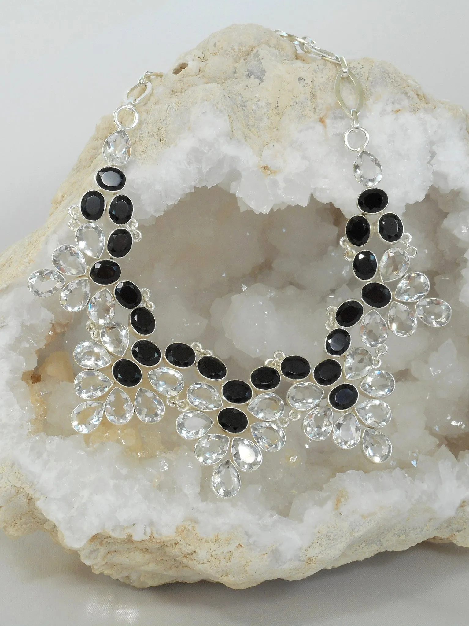 *White Topaz and Black Onyx Necklace 1
