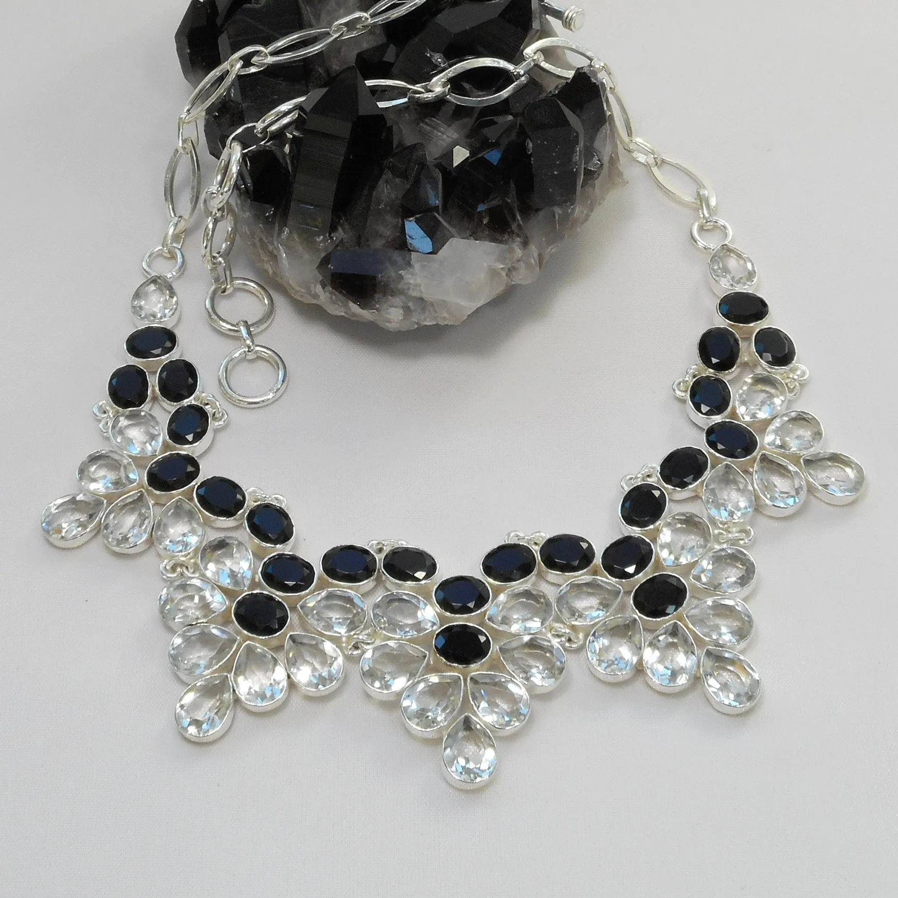 *White Topaz and Black Onyx Necklace 1