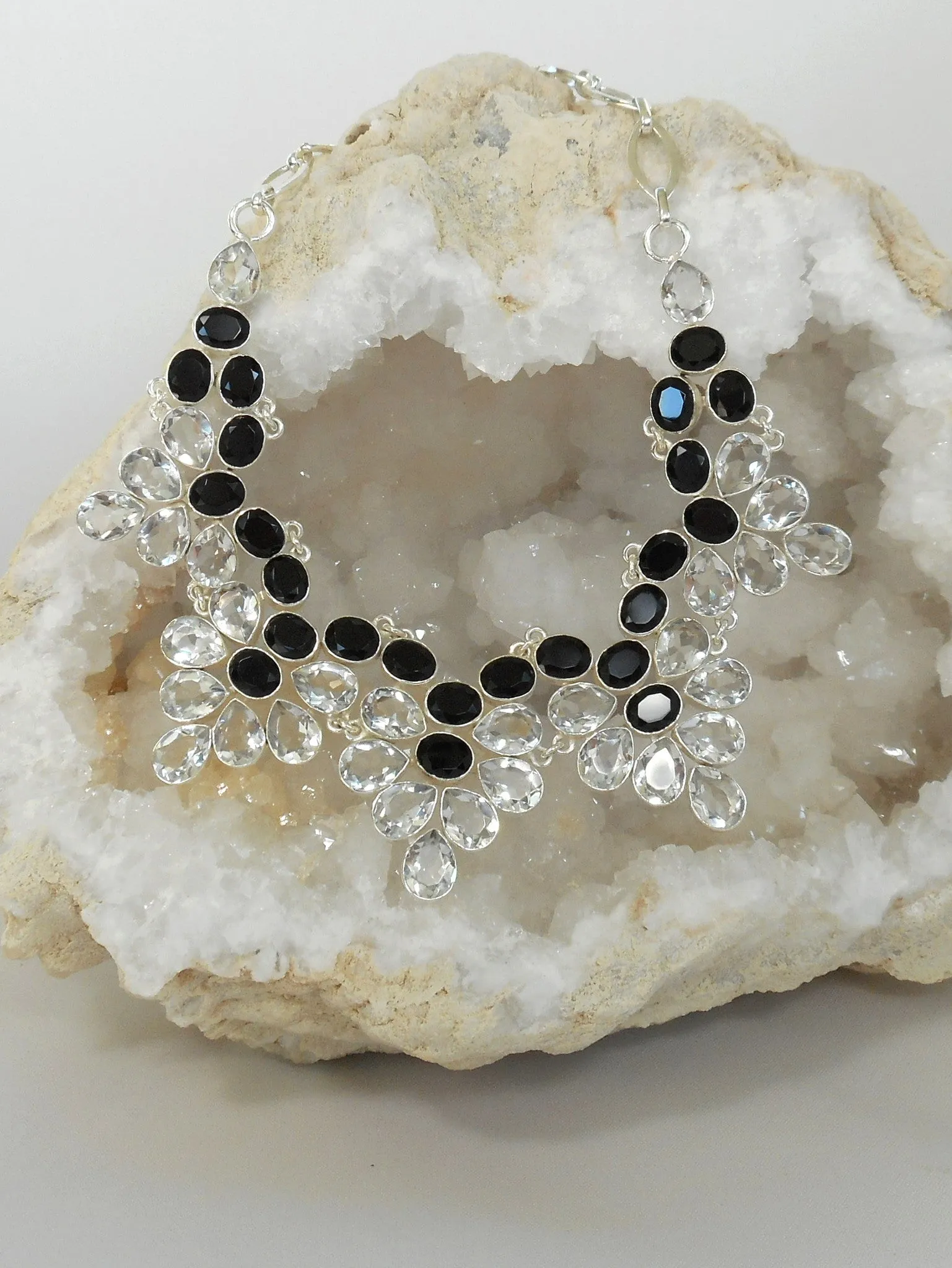 *White Topaz and Black Onyx Necklace 1