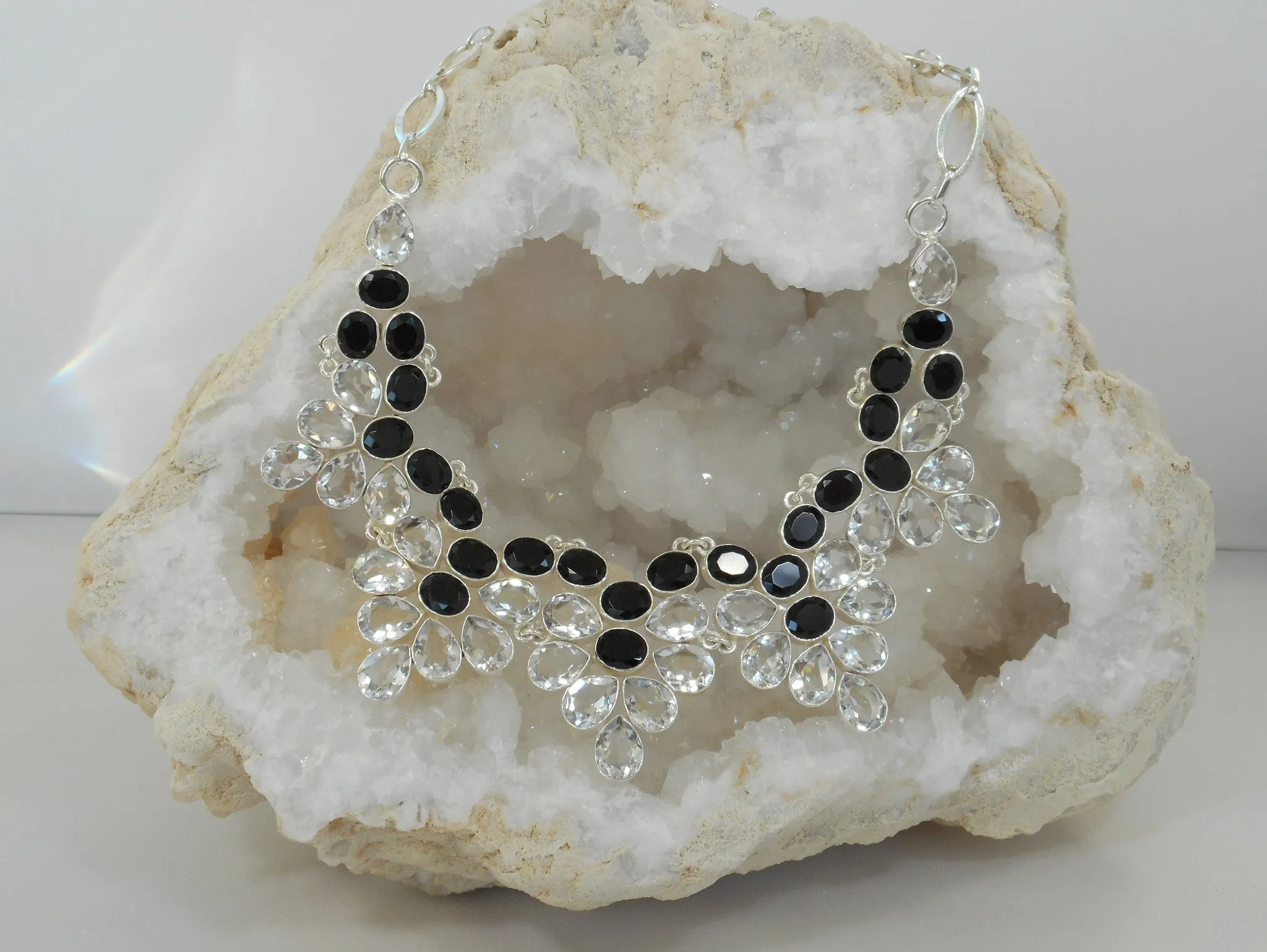 *White Topaz and Black Onyx Necklace 1