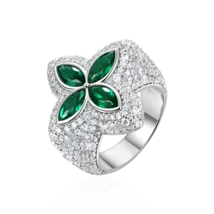 Women's Iced Luminous Clover Ring