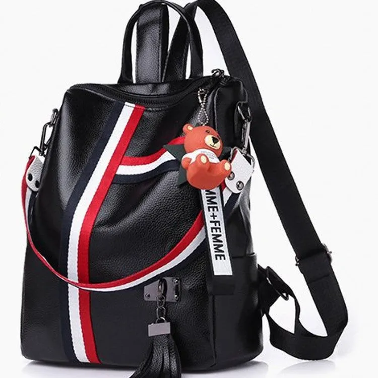Women's Pretty Attractive Ribbon Pendant Bear Backpacks