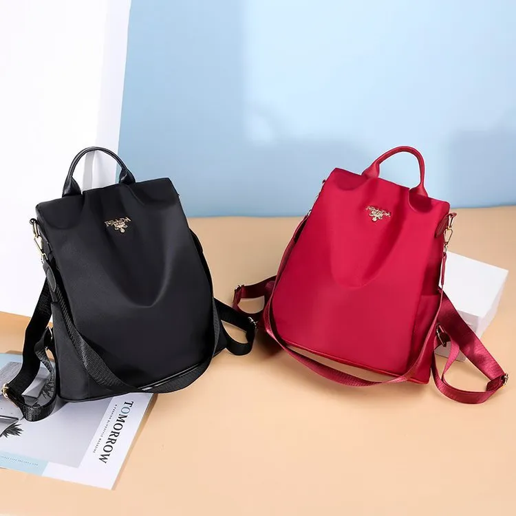 Women's Simple Waterproof Large Capacity Nylon Backpacks