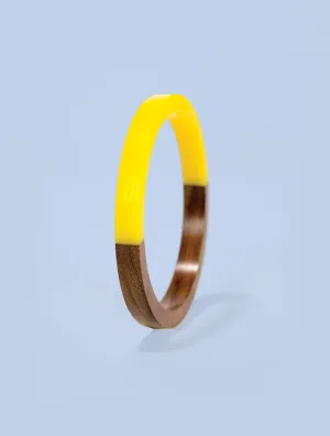 Yellow Resin and Wood Bangle