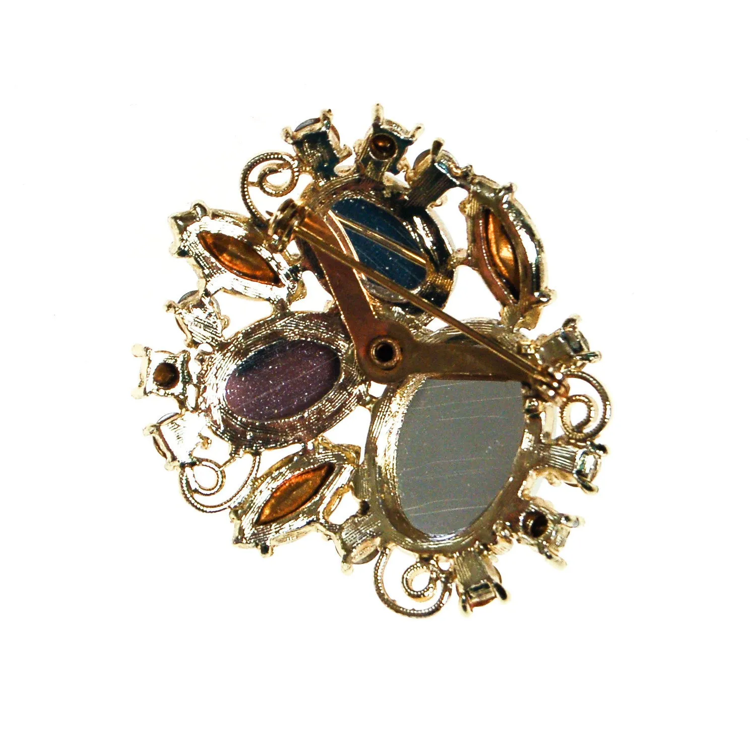 Yellow, White, Opaline Rhinestone Brooch