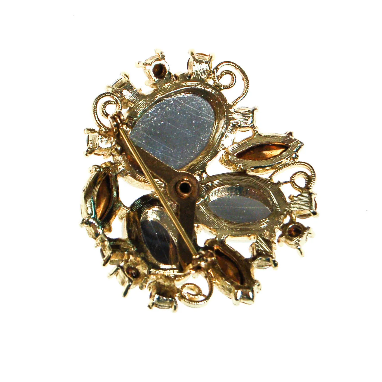 Yellow, White, Opaline Rhinestone Brooch