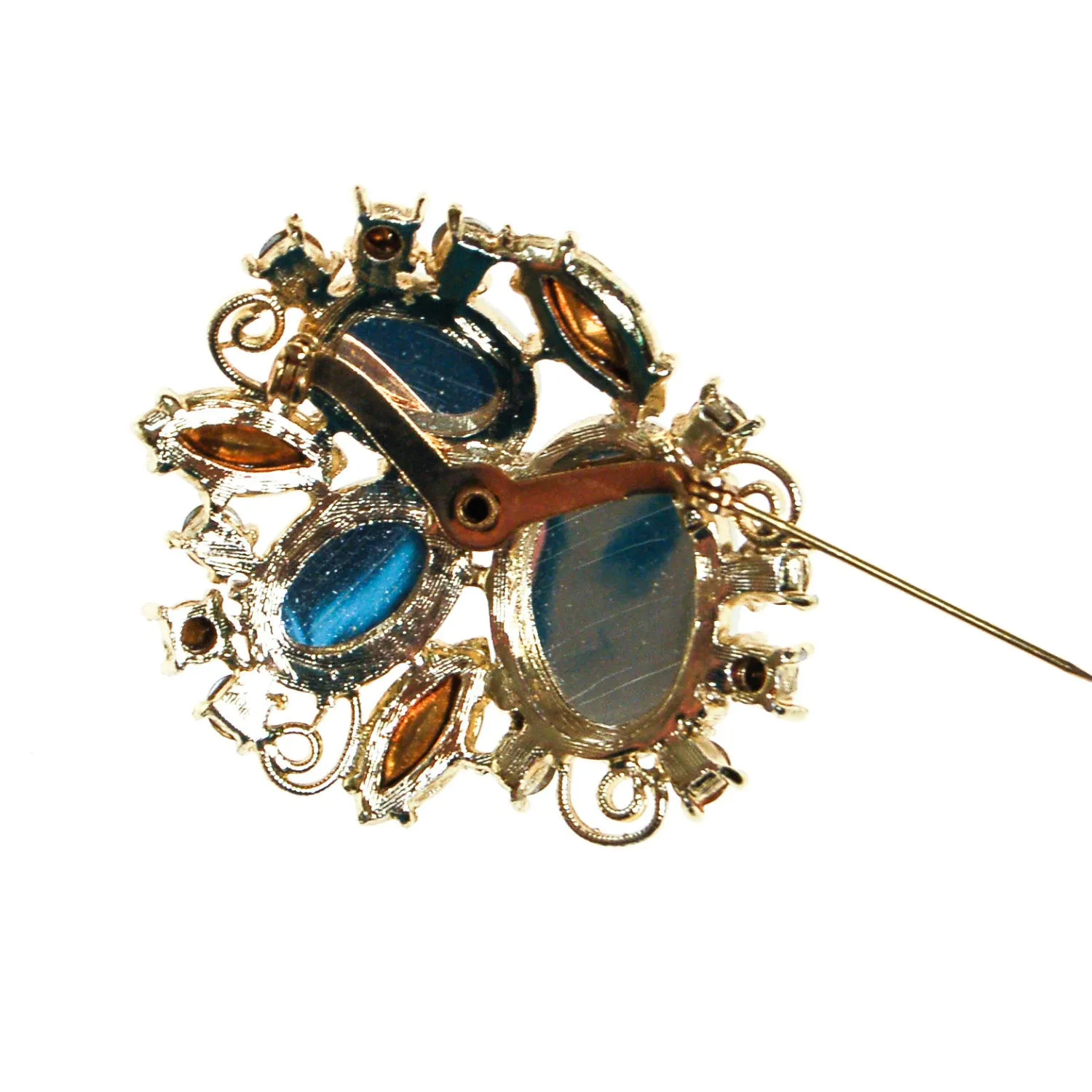 Yellow, White, Opaline Rhinestone Brooch