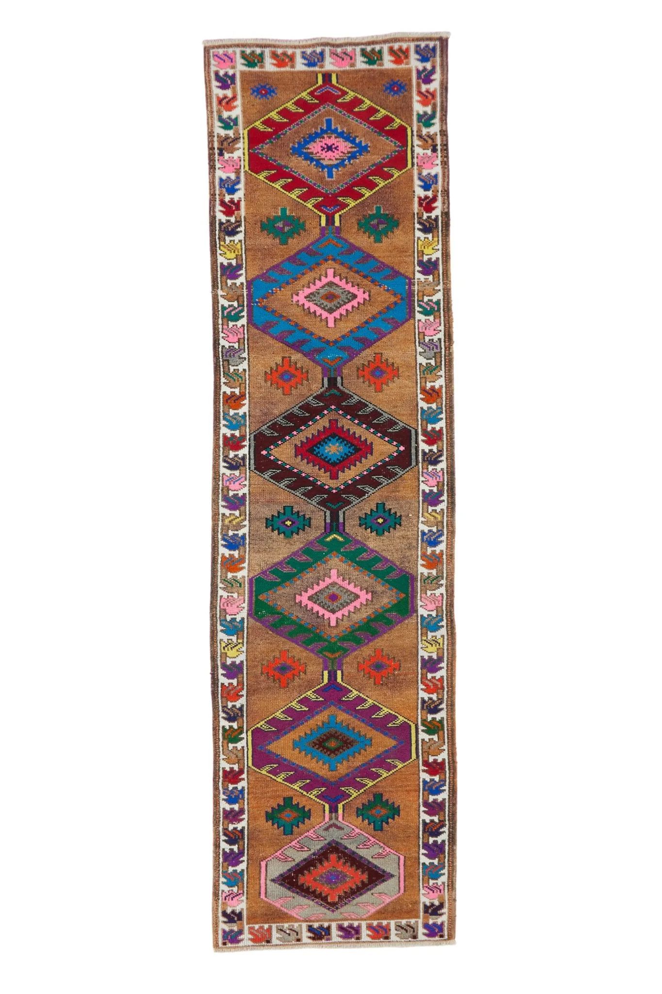'Zest' Vintage Turkish Runner Rug - 3' x 11'3"