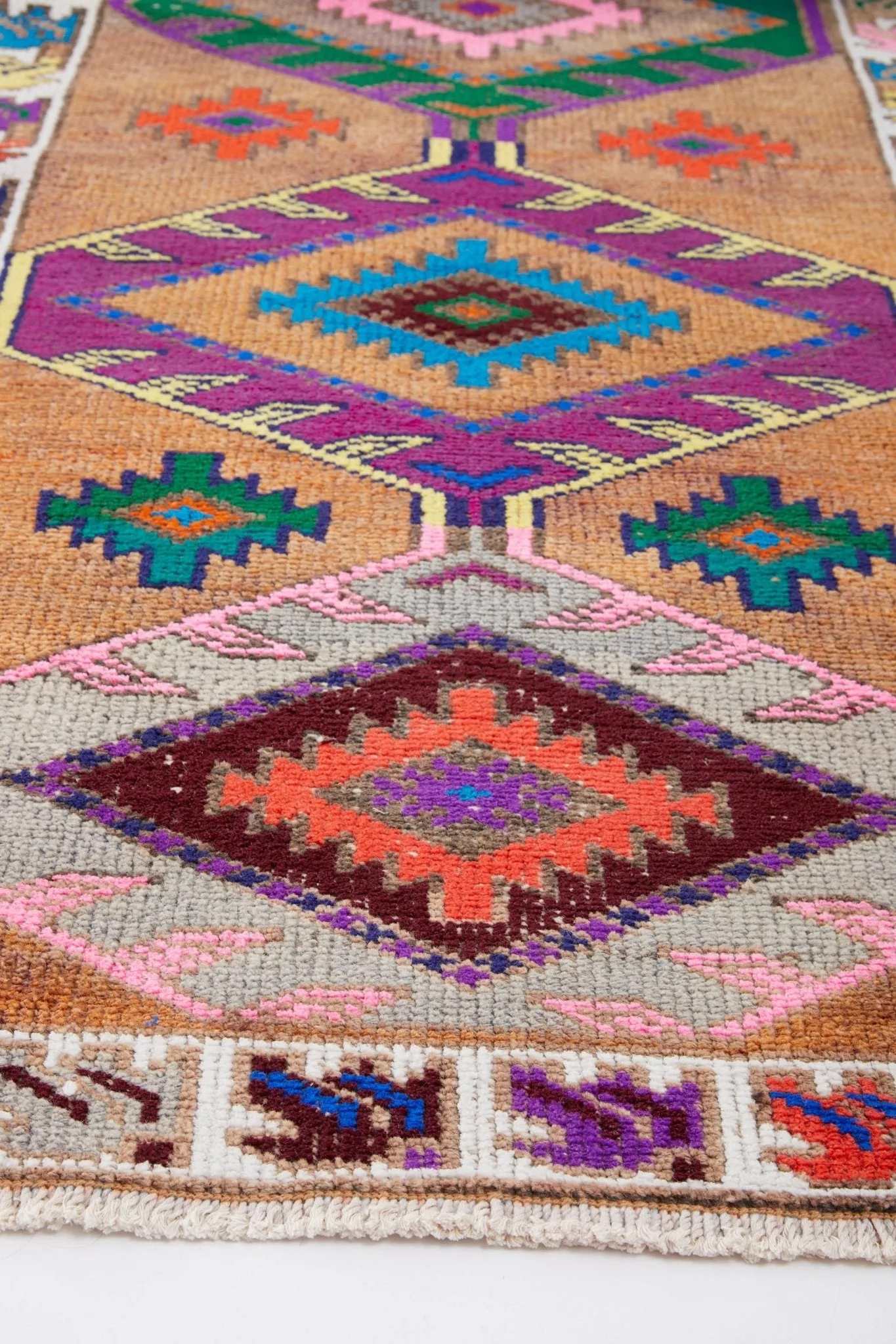 'Zest' Vintage Turkish Runner Rug - 3' x 11'3"